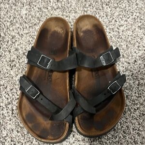 Black Double Strap Sandals Birkenstocks size 38